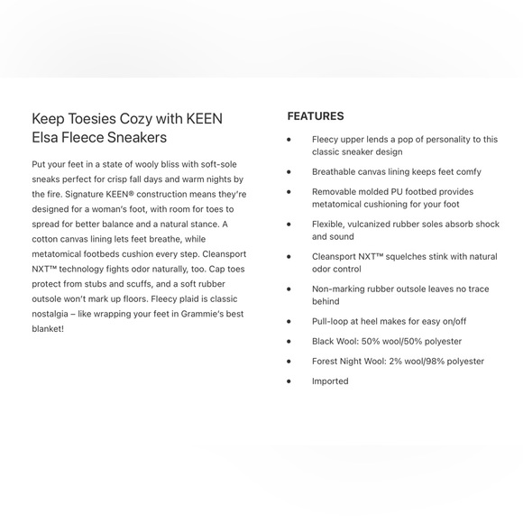 Keen Elsa sneakers. Plaid wool. Size 9 Nearly new. - Picture 2 of 5